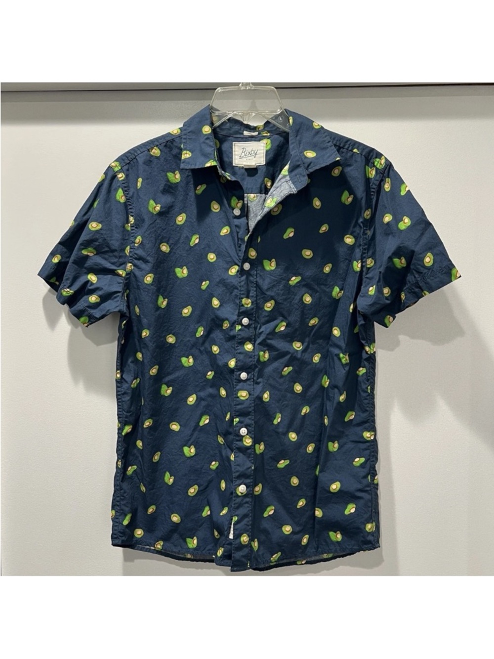 Bixby Navy Short-Sleeve Button-Down Shirt with Avocado Print
